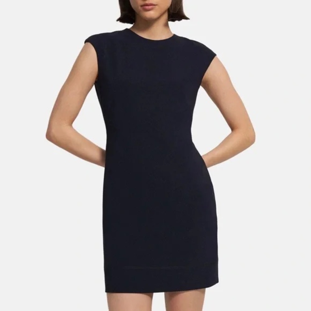 NWOT Theory Dark Navy/Black Sleeveless Mini Dress Size 00 Minimalistic Chic